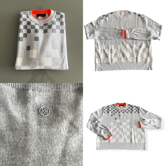 G/FORE Womens Jacquard Checkmate Crewneck Golf Sweater size Large - Picture 2 of 11